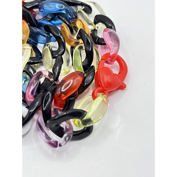Multicolored Unisex Acrylic Chain Link Necklace 17”~ 4mm Thick~ - Picture 7 of 9